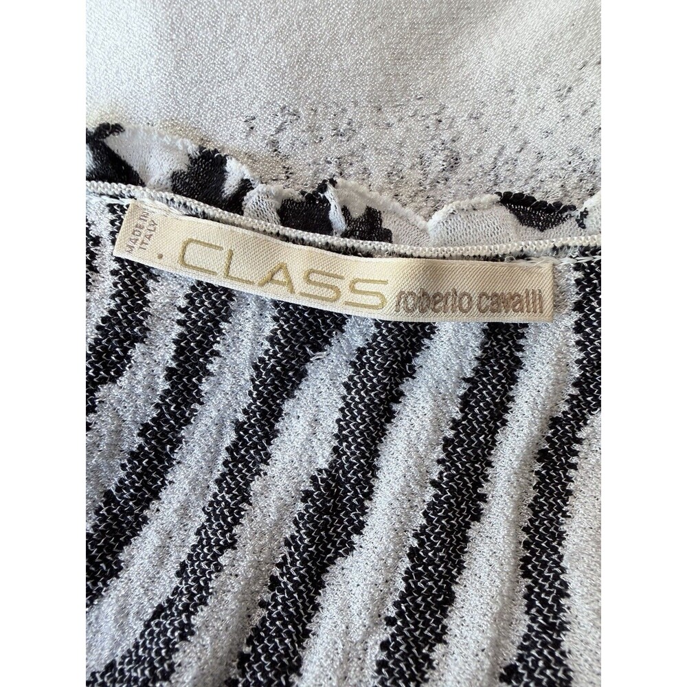 Class Roberto Cavalli Zebra Print Knit Tank Top Ruffle Neck Italy IT 46 US 12 Y2 - Picture 15 of 16